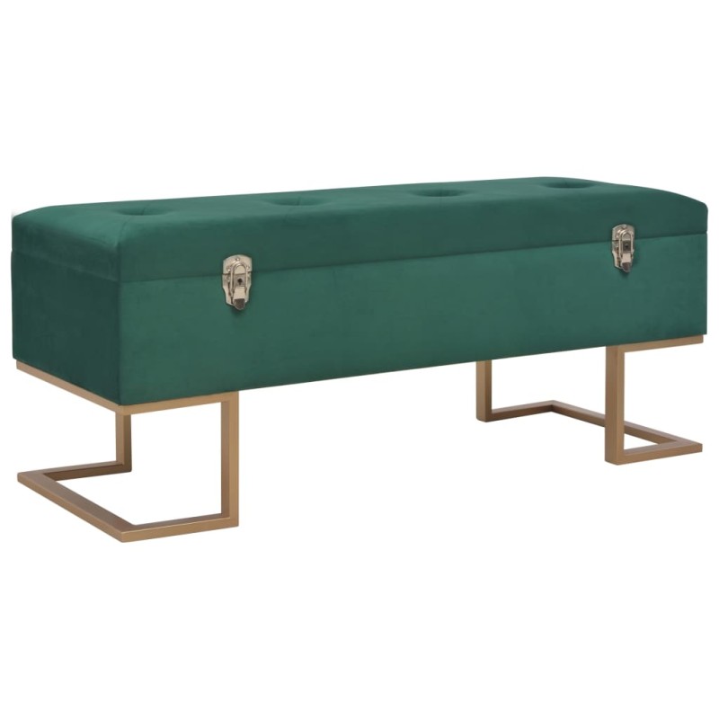vidaXL Banco con compartimento 105 cm verde de terciopelo vidaXL Banco con compartimento 105 cm verde de terciopelo