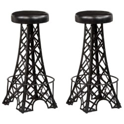vidaXL Taburetes de barra de cocina 2 unidades cuero auténtico