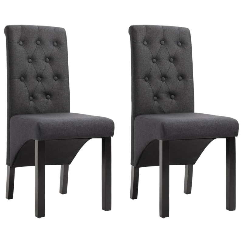vidaXL Sillas de comedor 2 unidades tela gris oscura vidaXL Sillas de comedor 2 unidades tela gris oscura