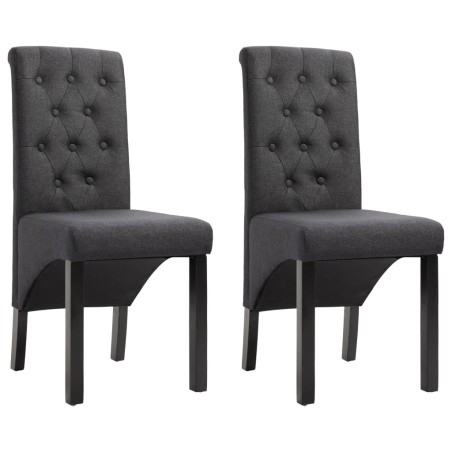 vidaXL Sillas de comedor 2 unidades tela gris oscura