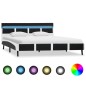 vidaXL Estructura de cama con LED de cuero sintético negro 140x200 cm