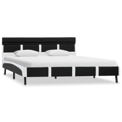 vidaXL Estructura de cama con LED de cuero sintético negro 140x200 cm