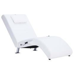 vidaXL Diván de masaje con almohada de cuero sintético blanco