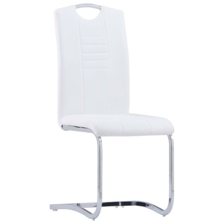 vidaXL Sillas de comedor voladizas 2 unidades cuero sintético blanco