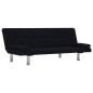 vidaXL Sofá cama con dos almohadas de poliéster negro vidaXL Sofá cama con dos almohadas de poliéster negro