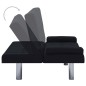 vidaXL Sofá cama con dos almohadas de poliéster negro vidaXL Sofá cama con dos almohadas de poliéster negro