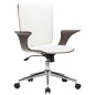 vidaXL Silla de oficina giratoria cuero sintético madera curva blanco