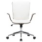 vidaXL Silla de oficina giratoria cuero sintético madera curva blanco