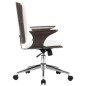 vidaXL Silla de oficina giratoria cuero sintético madera curva blanco
