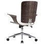 vidaXL Silla de oficina giratoria cuero sintético madera curva blanco