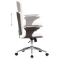 vidaXL Silla de oficina giratoria cuero sintético madera curva blanco