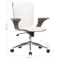 vidaXL Silla de oficina giratoria cuero sintético madera curva blanco