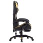 vidaXL Silla gaming con reposapiés cuero sintético negro y dorado vidaXL Silla gaming con reposapiés cuero sintético negro y dorado
