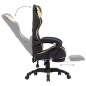 vidaXL Silla gaming con reposapiés cuero sintético negro y dorado vidaXL Silla gaming con reposapiés cuero sintético negro y dorado