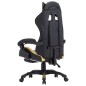 vidaXL Silla gaming con reposapiés cuero sintético negro y dorado vidaXL Silla gaming con reposapiés cuero sintético negro y dorado