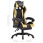 vidaXL Silla gaming con reposapiés cuero sintético negro y dorado vidaXL Silla gaming con reposapiés cuero sintético negro y dorado