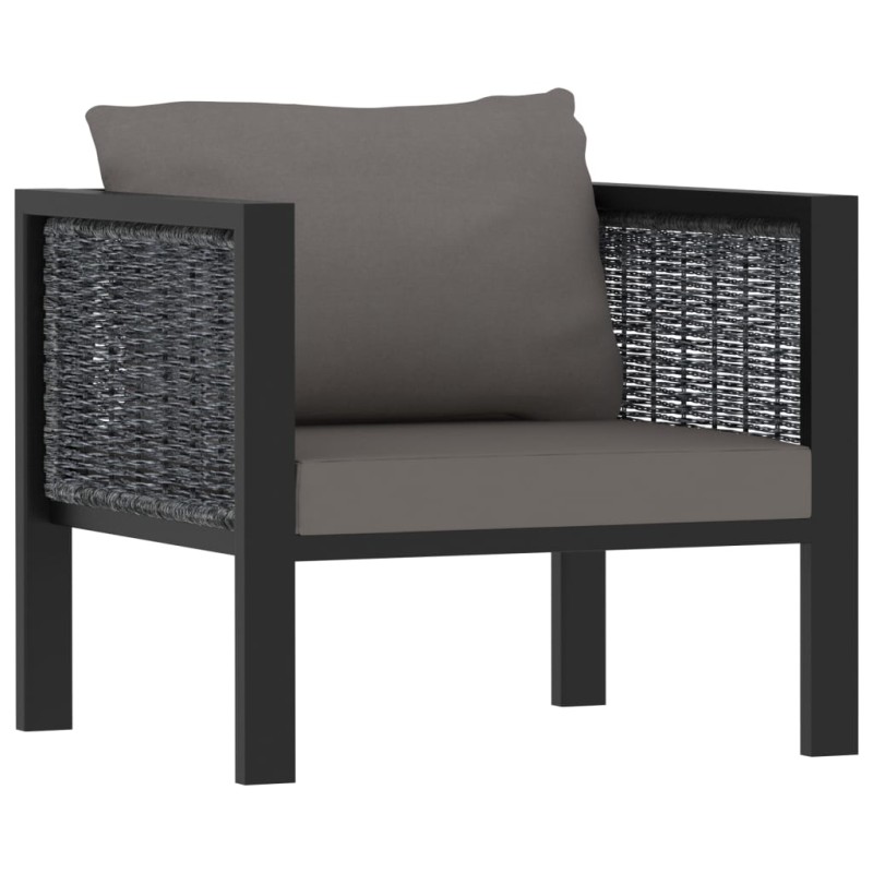 vidaXL Sofá modular con cojín ratán sintético gris antracita vidaXL Sofá modular con cojín ratán sintético gris antracita