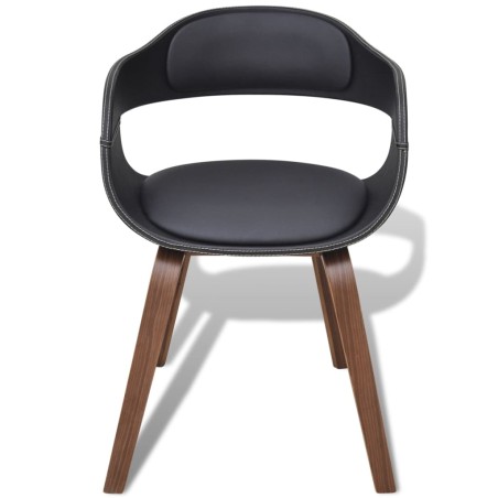 vidaXL Sillas de comedor 4 uds madera curvada cuero sintético negro