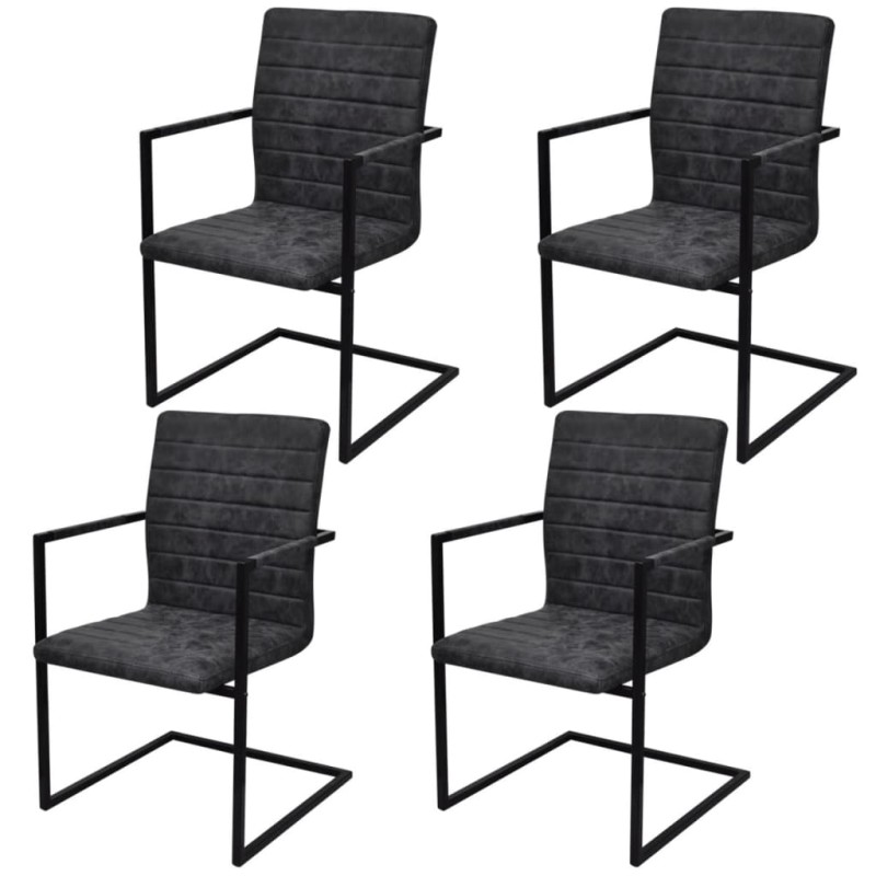 vidaXL Sillas de comedor voladizas 4 unidades cuero sintético negro vidaXL Sillas de comedor voladizas 4 unidades cuero sintético negro