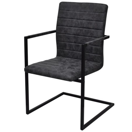 vidaXL Sillas de comedor voladizas 4 unidades cuero sintético negro
