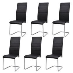 vidaXL Sillas voladizas de comedor 6 unidades cuero sintético negro