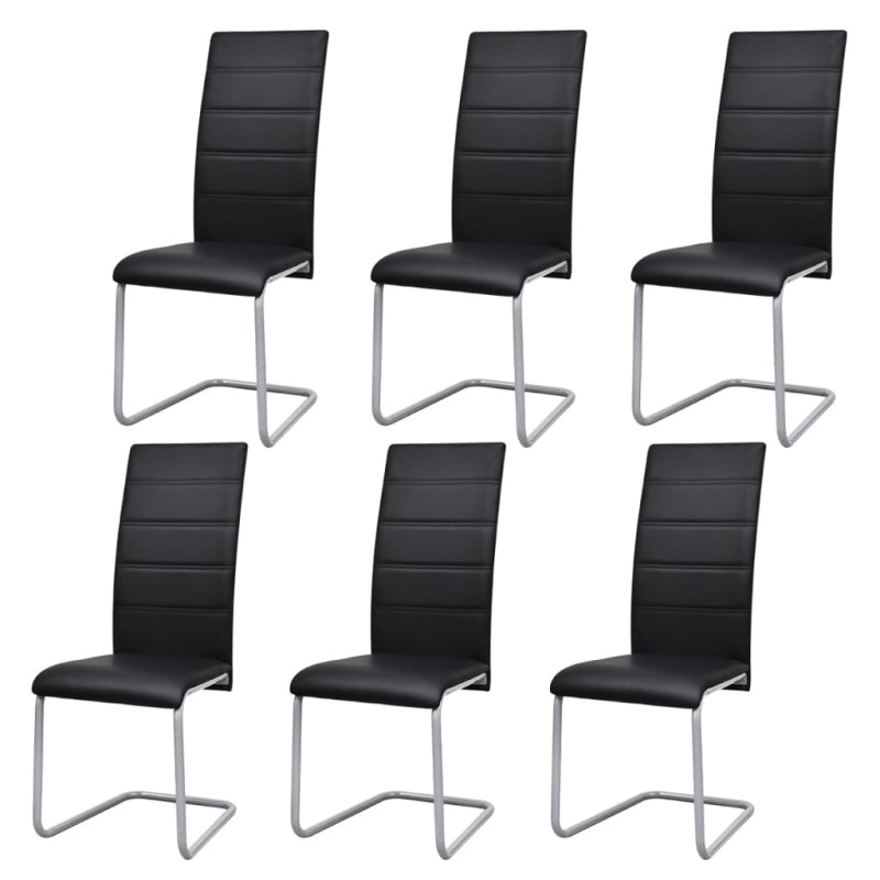 vidaXL Sillas voladizas de comedor 6 unidades cuero sintético negro vidaXL Sillas voladizas de comedor 6 unidades cuero sintético negro