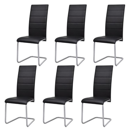 vidaXL Sillas voladizas de comedor 6 unidades cuero sintético negro
