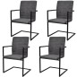 vidaXL Sillas voladizas de comedor 4 unidades cuero sintético gris vidaXL Sillas voladizas de comedor 4 unidades cuero sintético gris