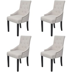 vidaXL Sillas de comedor 4 unidades tela gris crema
