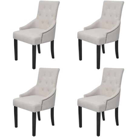 vidaXL Sillas de comedor 4 unidades tela gris crema