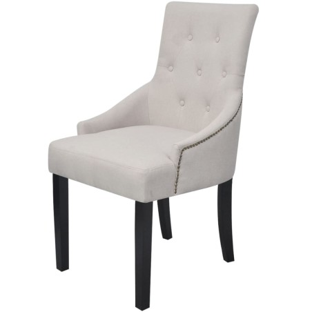 vidaXL Sillas de comedor 4 unidades tela gris crema
