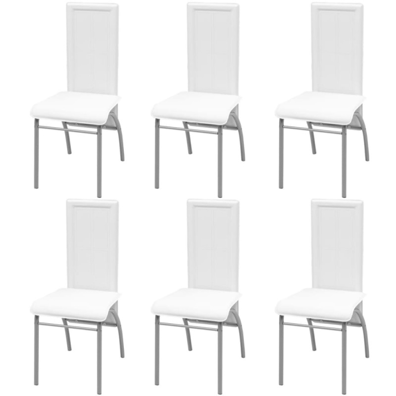 vidaXL Sillas de comedor 6 unidades cuero sintético blancas