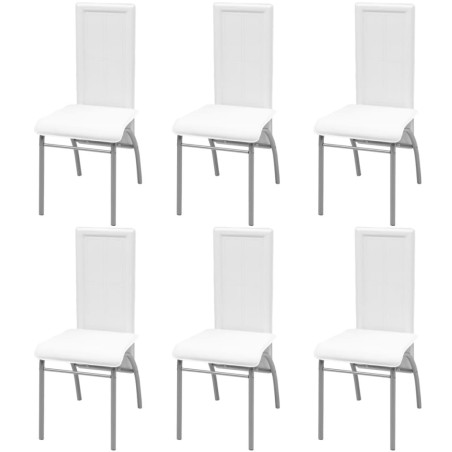 vidaXL Sillas de comedor 6 unidades cuero sintético blancas