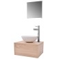 vidaXL Conjunto de muebles de baño con lavabo y grifo 4 piezas beige vidaXL Conjunto de muebles de baño con lavabo y grifo 4 piezas beige