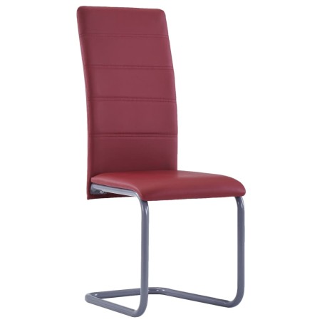 vidaXL Sillas voladizas de comedor 6 unidades cuero sintético rojo