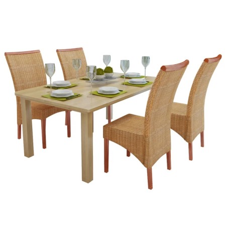 vidaXL Sillas de comedor 4 unidades ratán natural marrón
