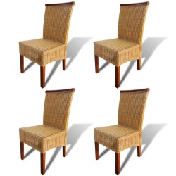 vidaXL Sillas de comedor 4 unidades ratán natural marrón