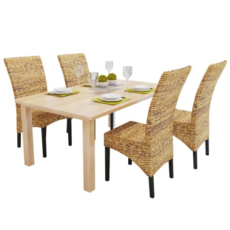 vidaXL Sillas de comedor 4 unidades madera maciza de mango y abacá