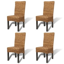 vidaXL Sillas de comedor 4 unidades madera maciza de mango y abacá