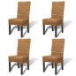 vidaXL Sillas de comedor 4 unidades madera maciza de mango y abacá vidaXL Sillas de comedor 4 unidades madera maciza de mango y abacá