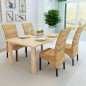 vidaXL Sillas de comedor 4 unidades madera maciza de mango y abacá vidaXL Sillas de comedor 4 unidades madera maciza de mango y abacá