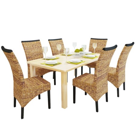 vidaXL Sillas de comedor 6 unidades madera maciza de mango y abacá