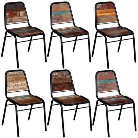 vidaXL Sillas de comedor 6 unidades madera maciza reciclada 