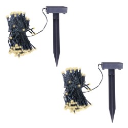vidaXL Guirnalda de luces LED solares 2 uds blanco cálido