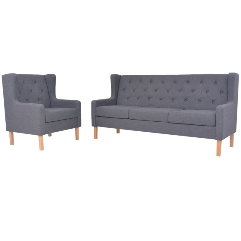 vidaXL Conjunto de sofás 2 piezas tela gris vidaXL Conjunto de sofás 2 piezas tela gris