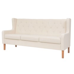 vidaXL Conjunto de sofás 3 piezas tela blanco crema