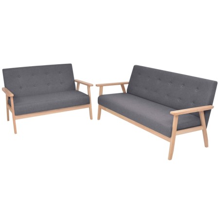 vidaXL Juego de sofás de tela de 2 piezas color gris oscuro