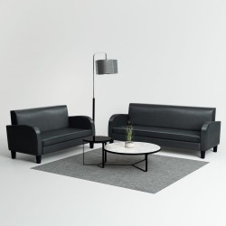 vidaXL Conjunto de sofás 2 piezas cuero sintético negro