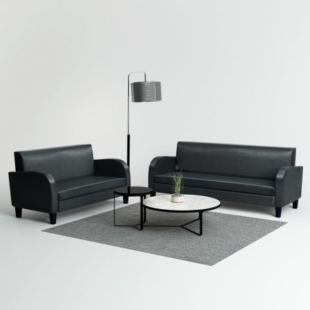vidaXL Conjunto de sofás 2 piezas cuero sintético negro