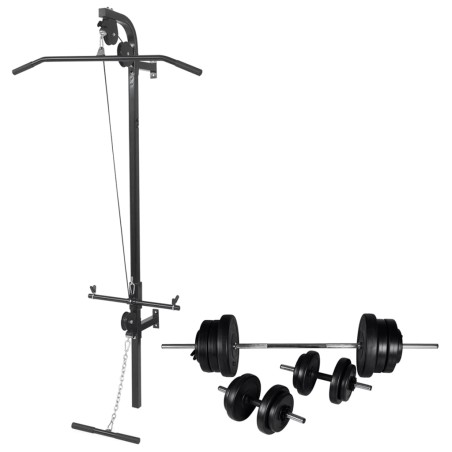 vidaXL Máquina de musculación de pared con pesas y mancuernas 60,5 kg 